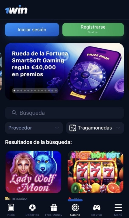 1Win variedad de juegos de casino